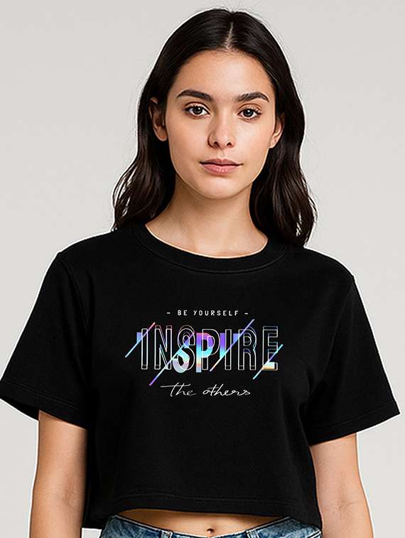 women printed short sleeve crop t-shirt