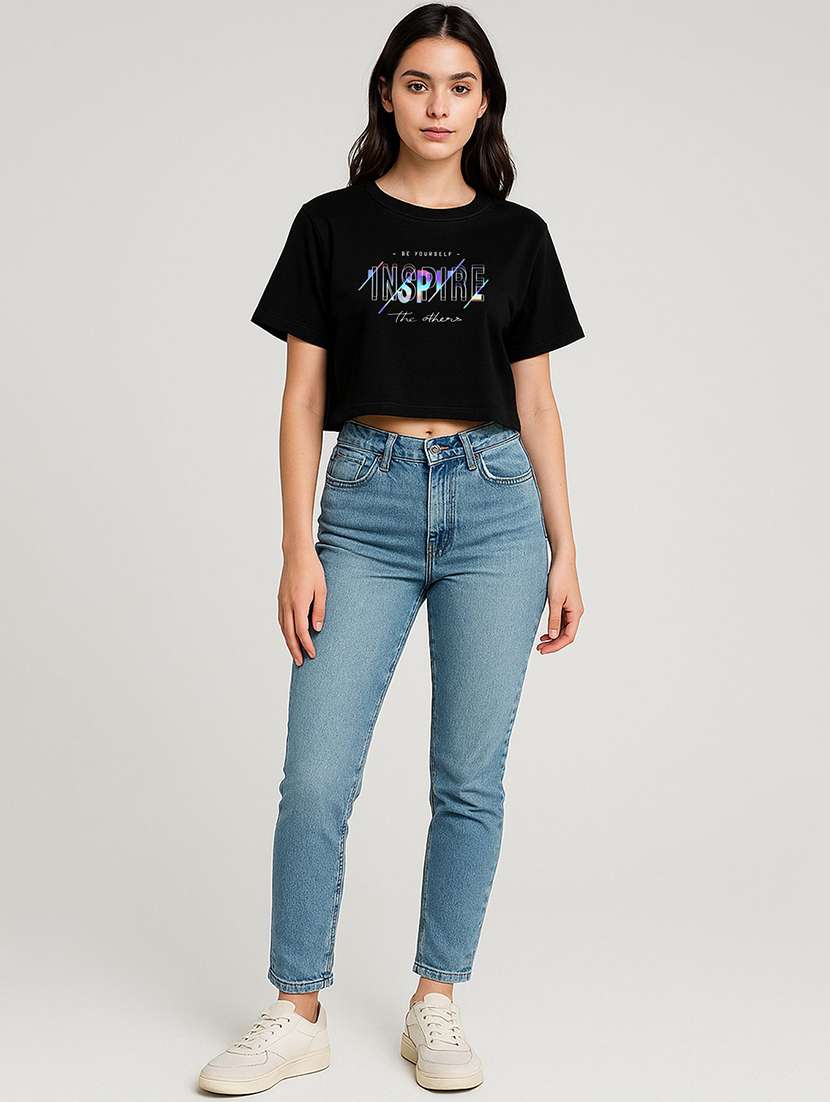 women printed short sleeve crop t-shirt - 22408950 -  Standard Image - 3