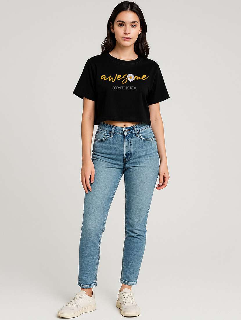 women printed short sleeve crop t-shirt - 22408970 -  Standard Image - 3