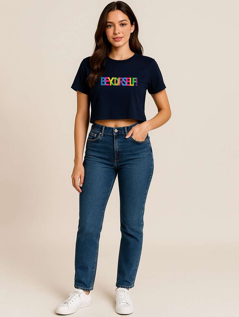 women printed short sleeve crop t-shirt - 22408972 -  Standard Image - 3