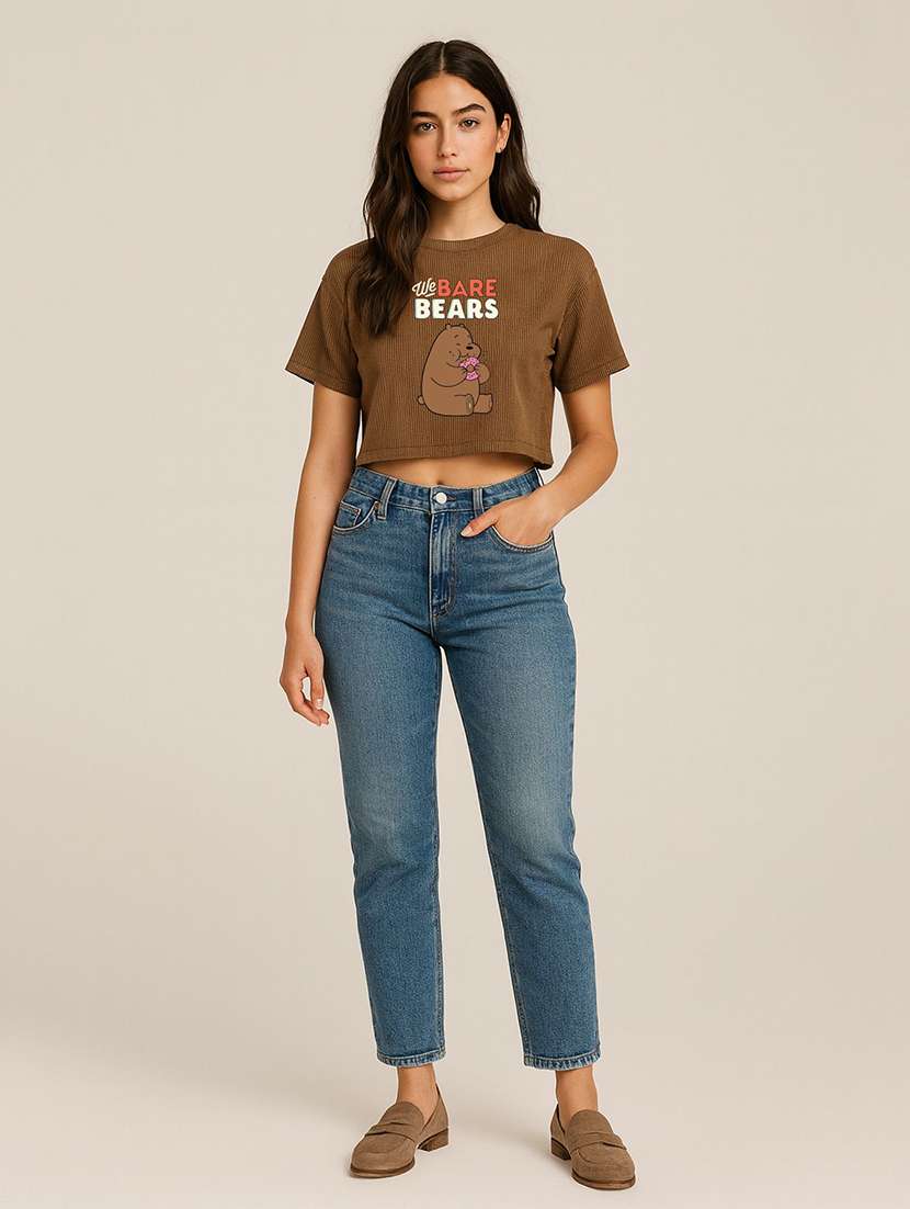 women printed short sleeve crop t-shirt - 22408976 -  Standard Image - 3