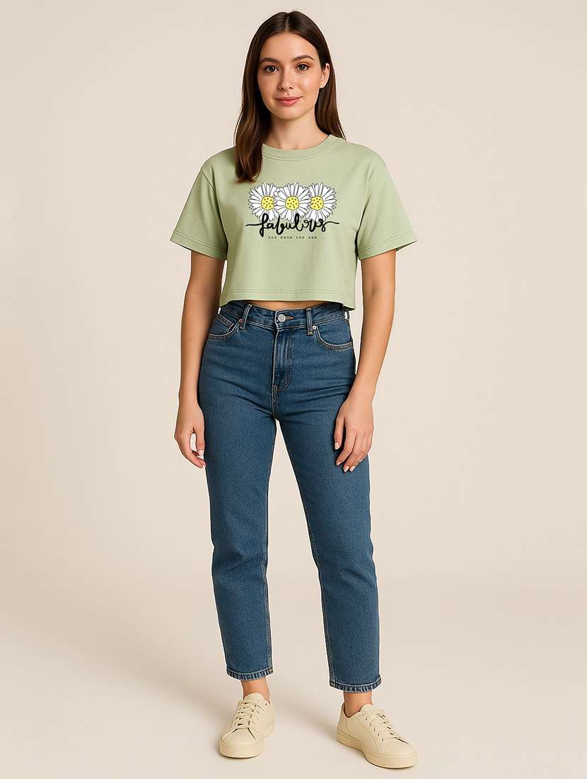 women printed short sleeve crop t-shirt - 22408981 -  Standard Image - 3