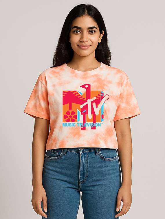 women printed short sleeve crop t-shirt