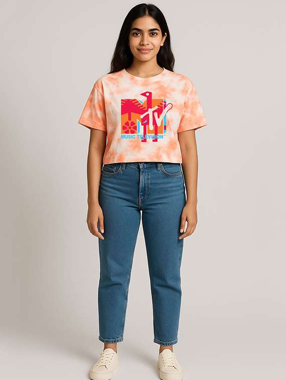 Women Printed Short Sleeve Crop T-shirt - 22409001 -  Standard Image - 3