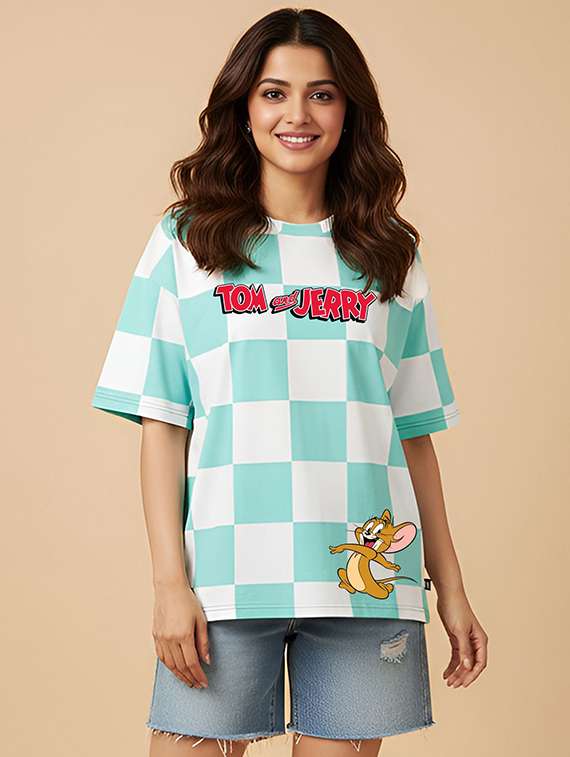 women printed short sleeve oversized t-shirt