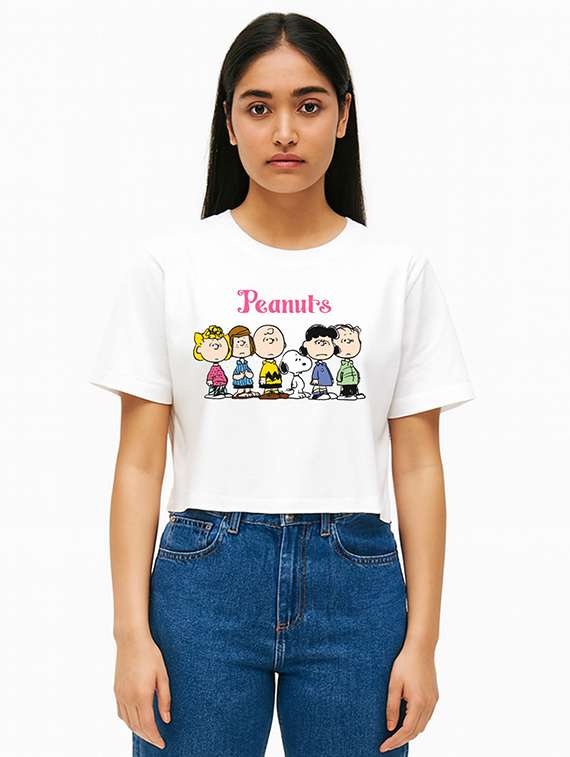 women printed short sleeve crop t-shirt