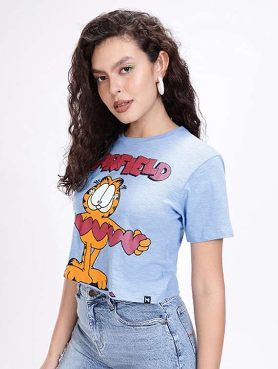 women printed short sleeve crop t-shirt - 22409172 -  Standard Image - 3