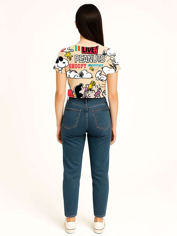 women printed short sleeve crop t-shirt - 22409177 -  Standard Image - 3