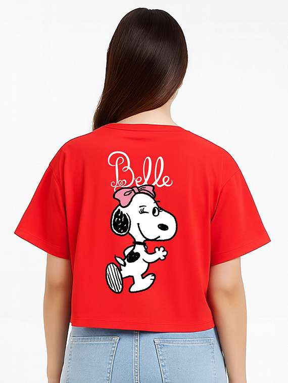 women printed short sleeve crop t-shirt