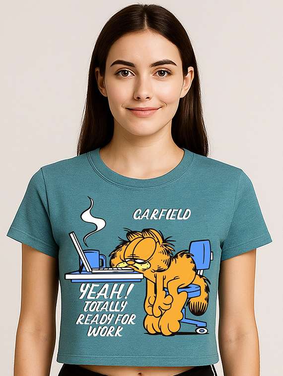 women printed short sleeve crop t-shirt