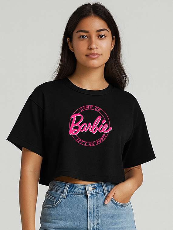 women printed short sleeve crop t-shirt