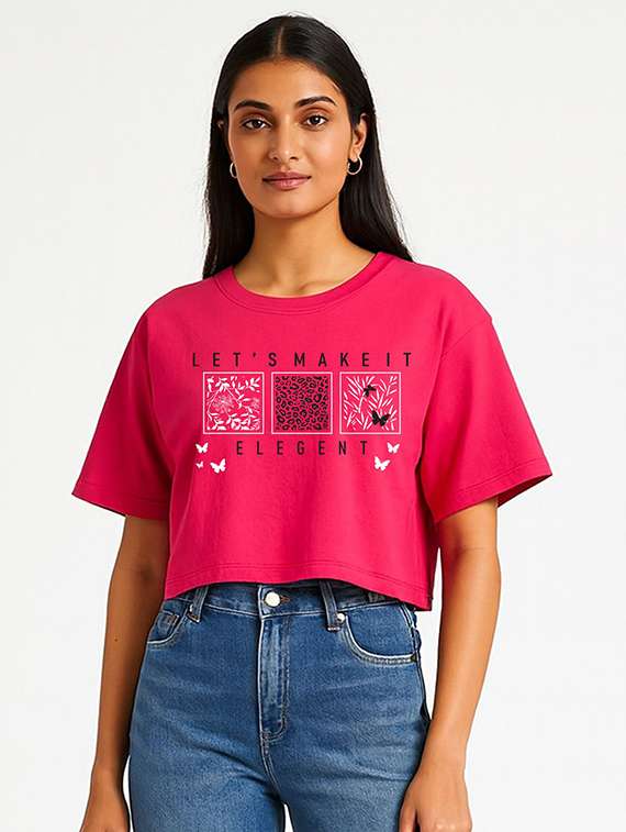 women printed short sleeve crop t-shirt