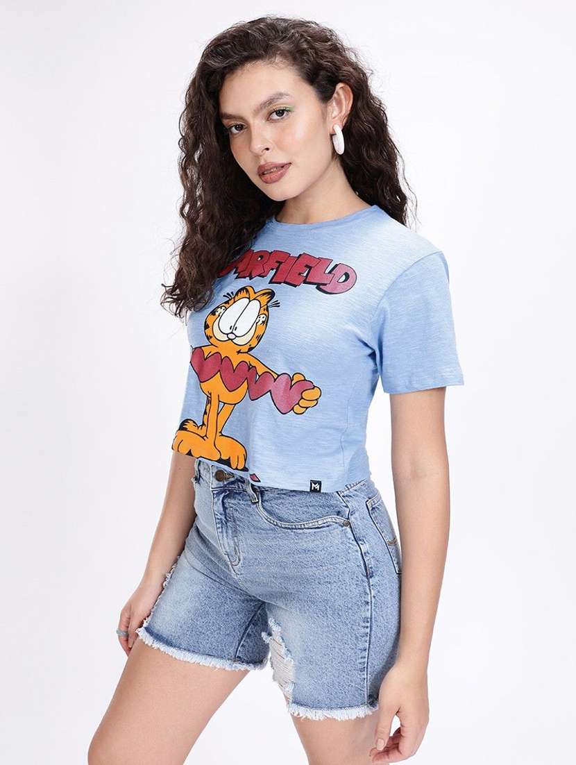 women printed short sleeve crop t-shirt - 22409242 -  Standard Image - 3