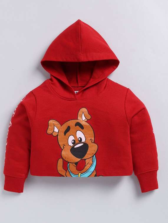 girls printed long sleeve hooded sweatshirt