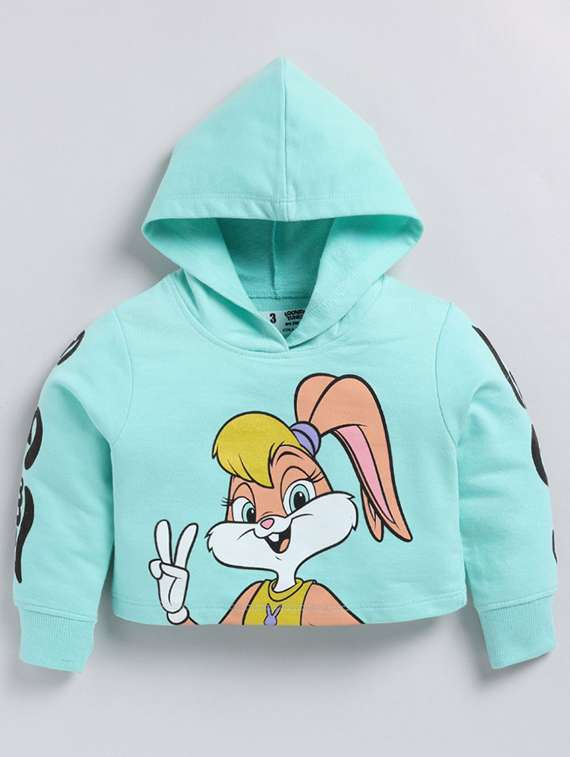 girls printed long sleeve hooded sweatshirt