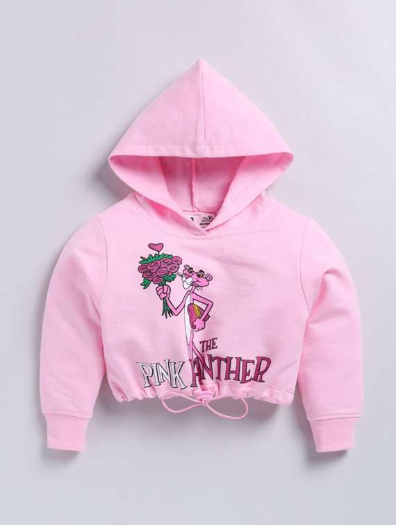 girls printed long sleeve hooded sweatshirt