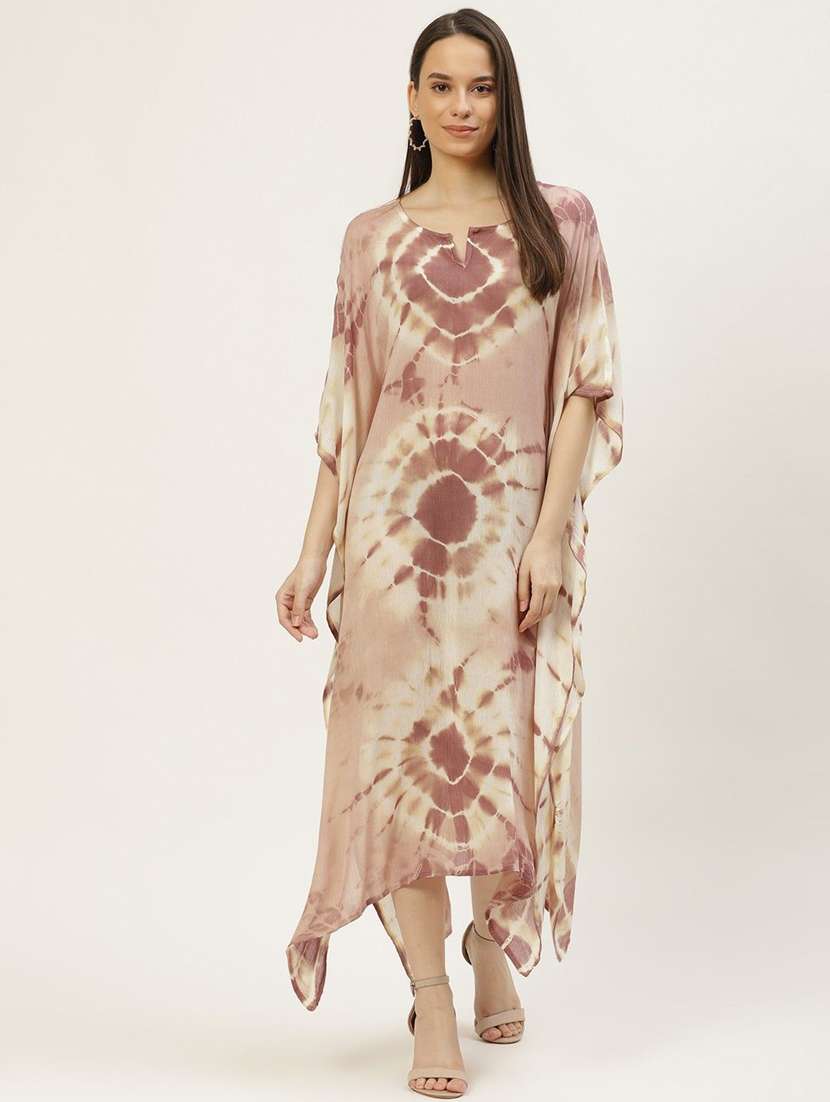women kaftan dress tie & dye print viscose