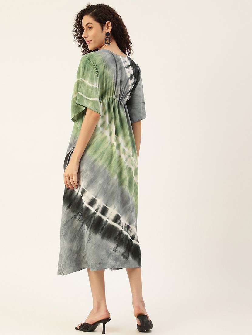 women round neck viscose tie-up dress - 22409349 -  Standard Image - 3