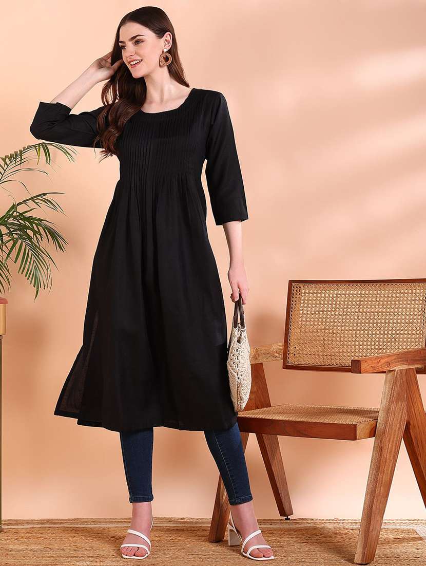 black viscose a-line dress