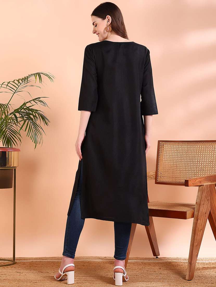Black Viscose A-line Dress - 22409351 -  Standard Image - 3