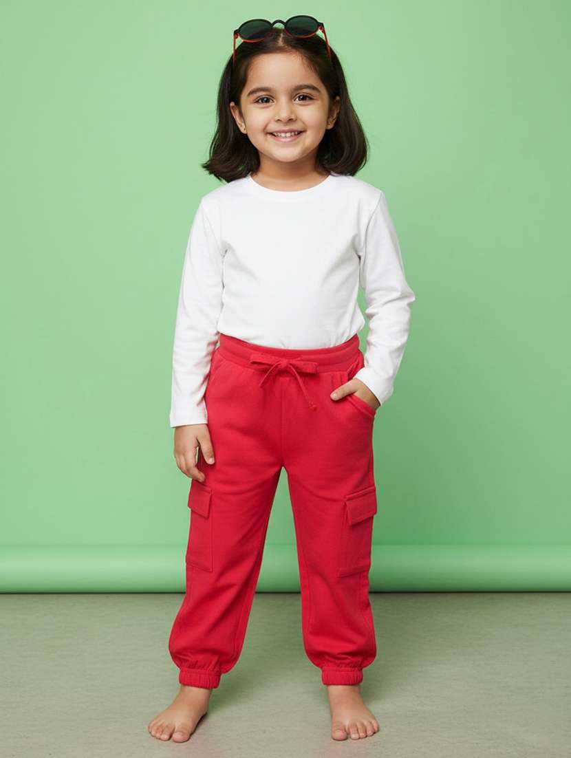 girls plain mid rise regular fit jogger