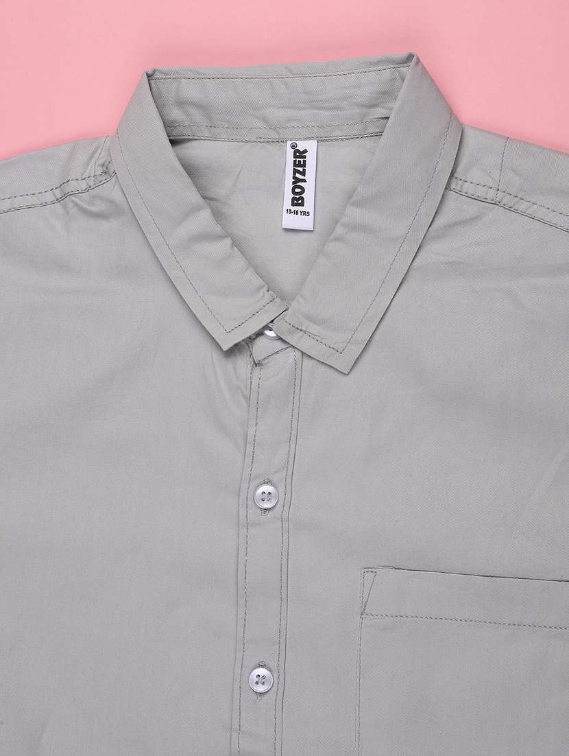 boys solid short sleeves collared shirt - 22410657 -  Standard Image - 3