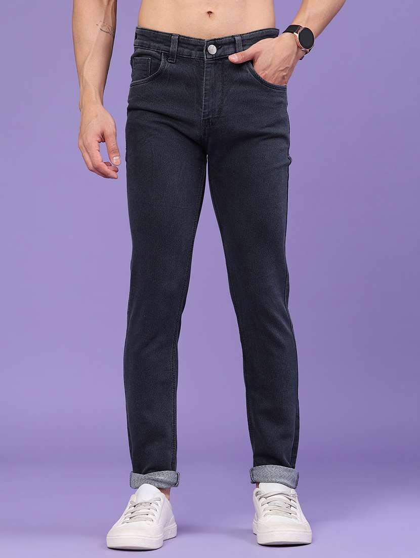 men solid mid rise slim fit jeans