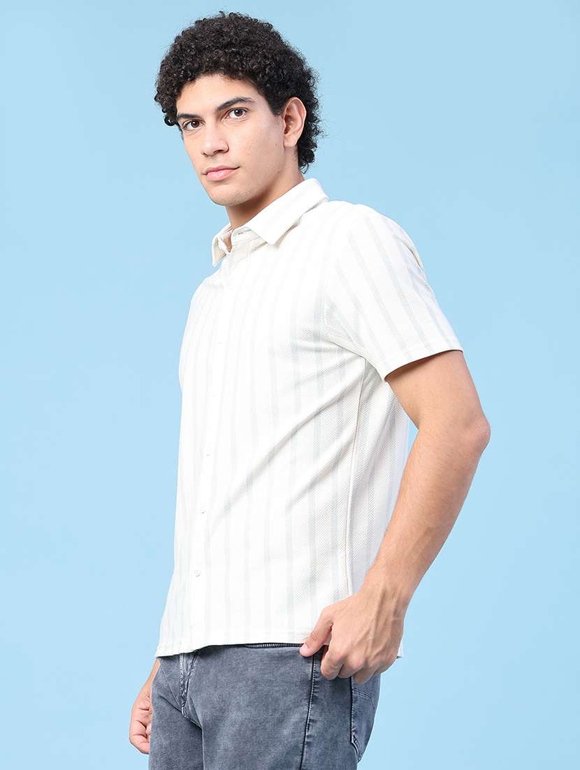 men striped short sleeve regular fit casual shirt - 22410689 -  Standard Image - 3