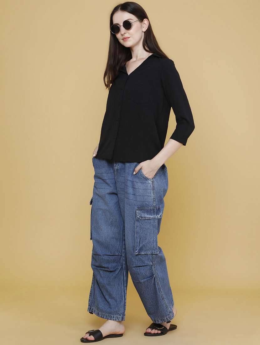 women solid collared regular shirt - 22410744 -  Standard Image - 5