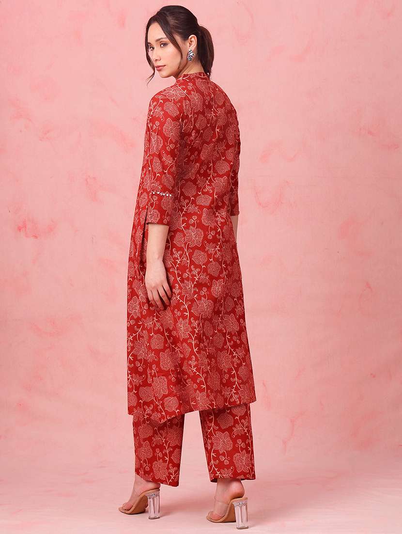women floral three quarter sleeve kurta palazzo set - 22410859 -  Standard Image - 5