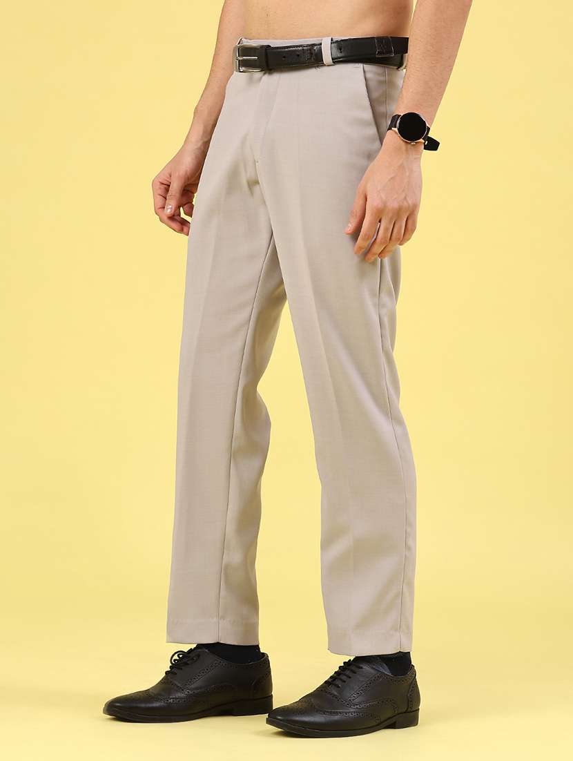 men solid mid rise flat front formal trouser - 22410871 -  Standard Image - 3