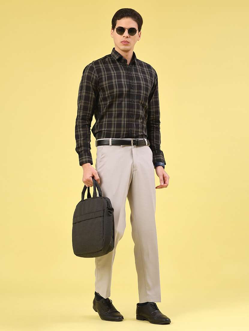 men solid mid rise flat front formal trouser - 22410871 -  Standard Image - 5