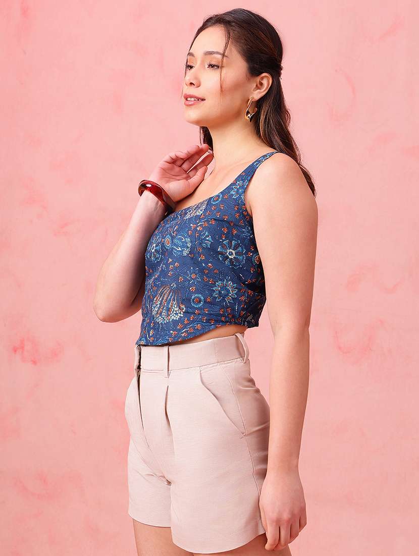 women floral printed sleeveless ethnic top - 22412610 -  Standard Image - 3