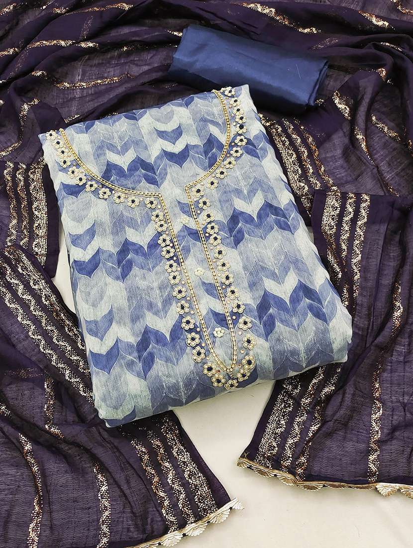 women printed unstitched suit set