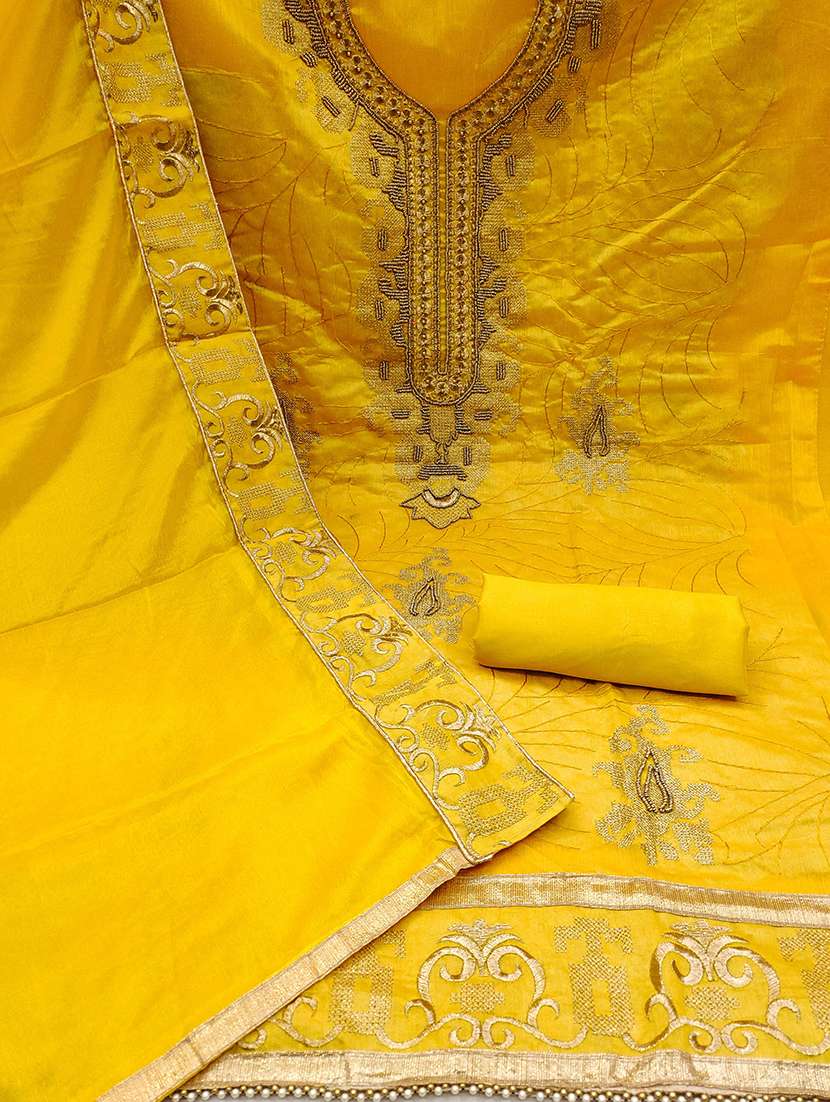 women solid with work unstitched suit set - 22412966 -  Standard Image - 3