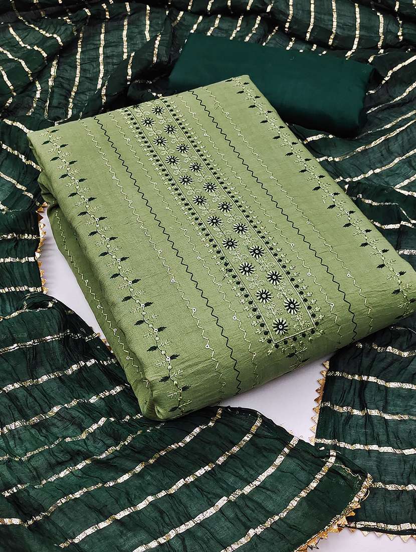 women solid with work unstitched suit set