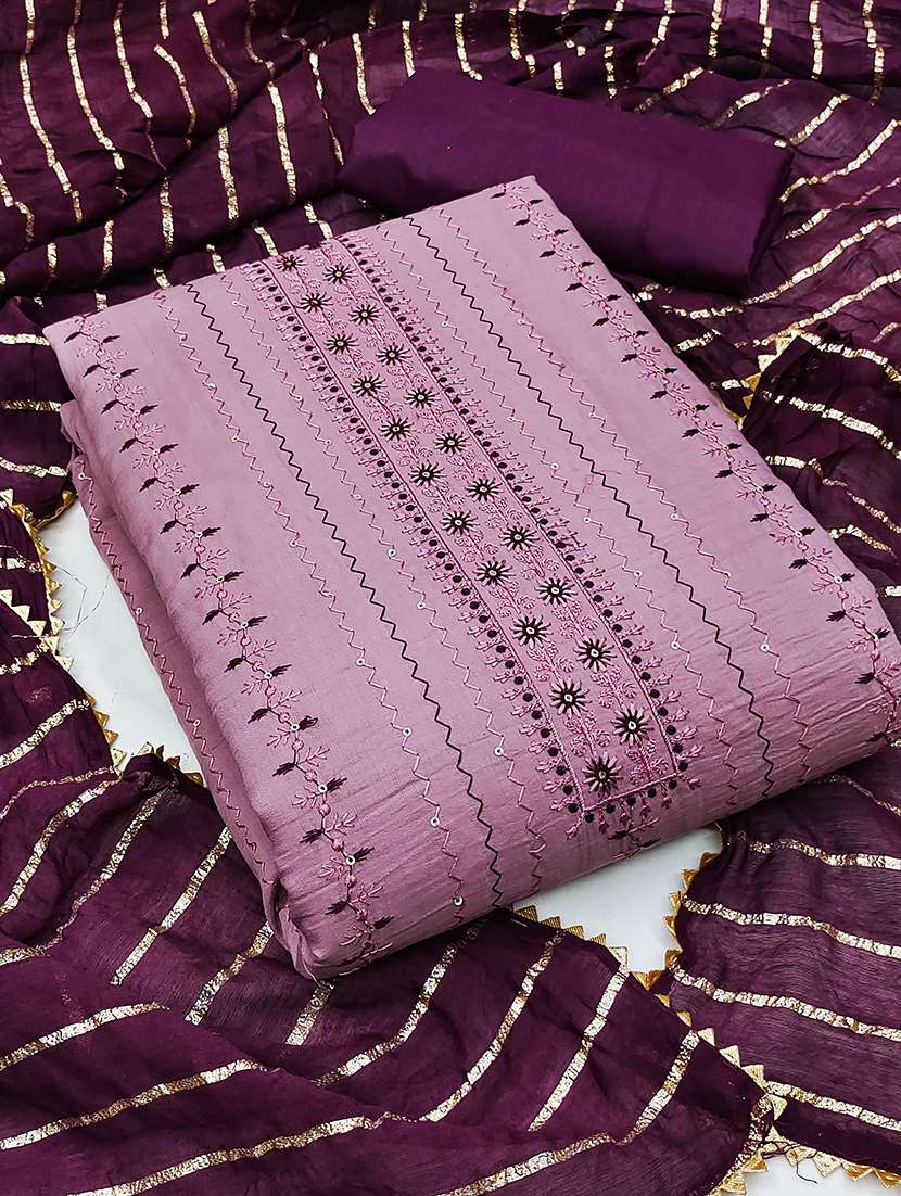 women solid with work unstitched suit set