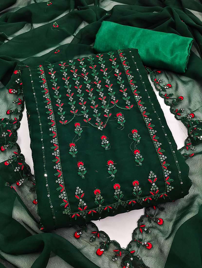 women solid with work unstitched suit set