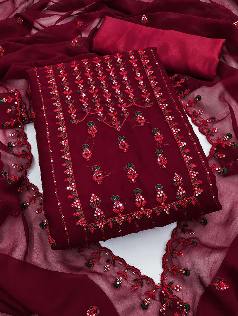 women solid with work unstitched suit set