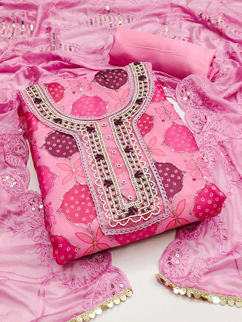 women printed embroidered unstitched suit set