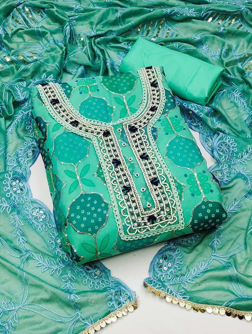 women printed embroidered unstitched suit set