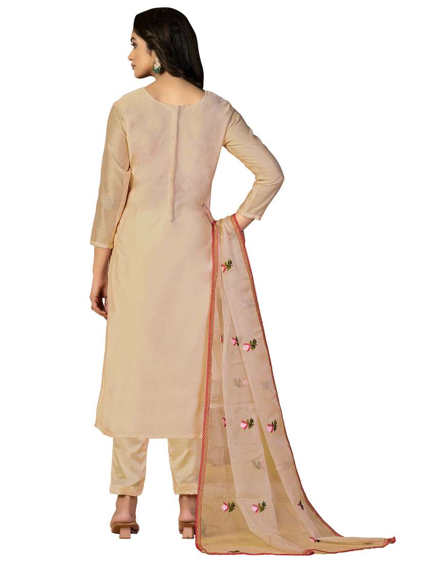 women solid with work unstitched suit set - 22413287 -  Standard Image - 3