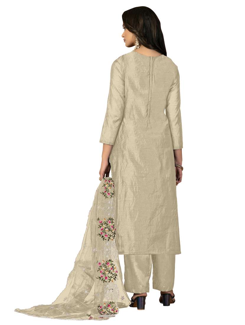 women solid with work unstitched suit set - 22413296 -  Standard Image - 3