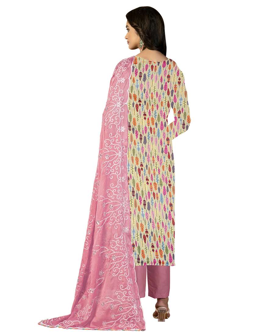 women printed embroidered unstitched suit set - 22413297 -  Standard Image - 3