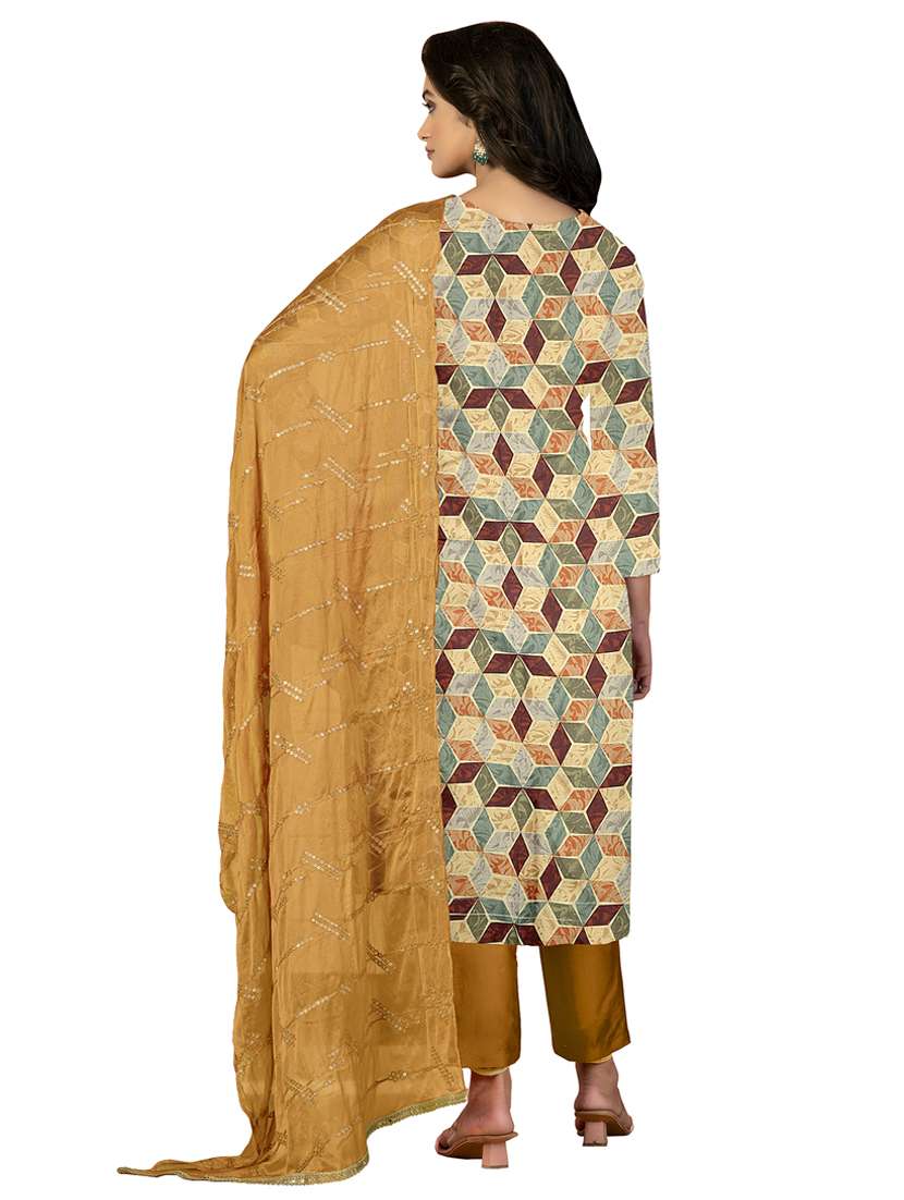 women printed embroidered unstitched suit set - 22413298 -  Standard Image - 3