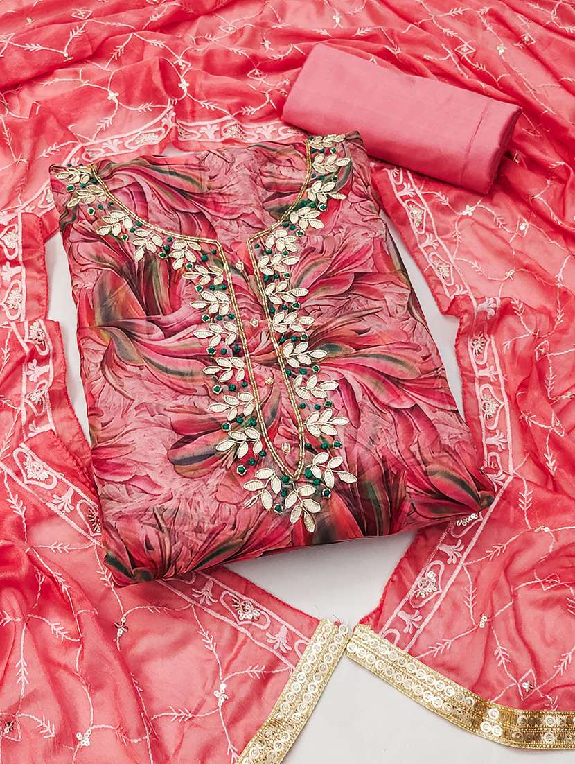 women printed embroidered unstitched suit set