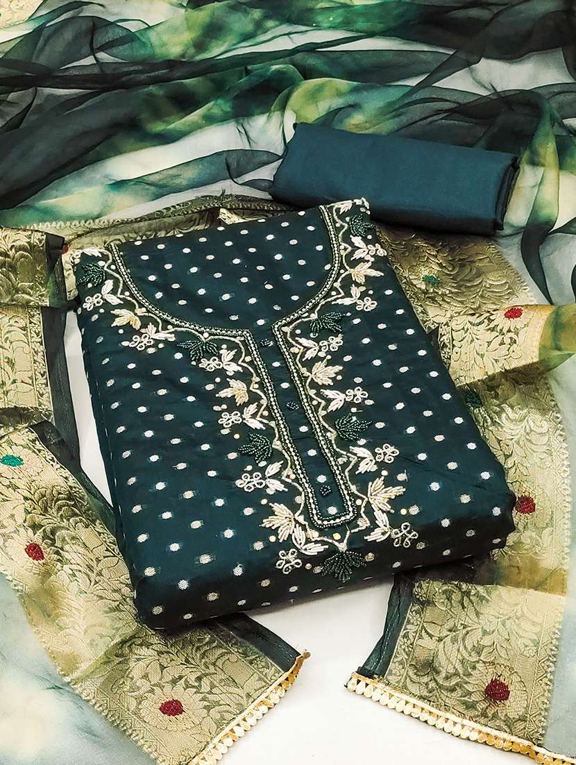 women self design unstitched suit set