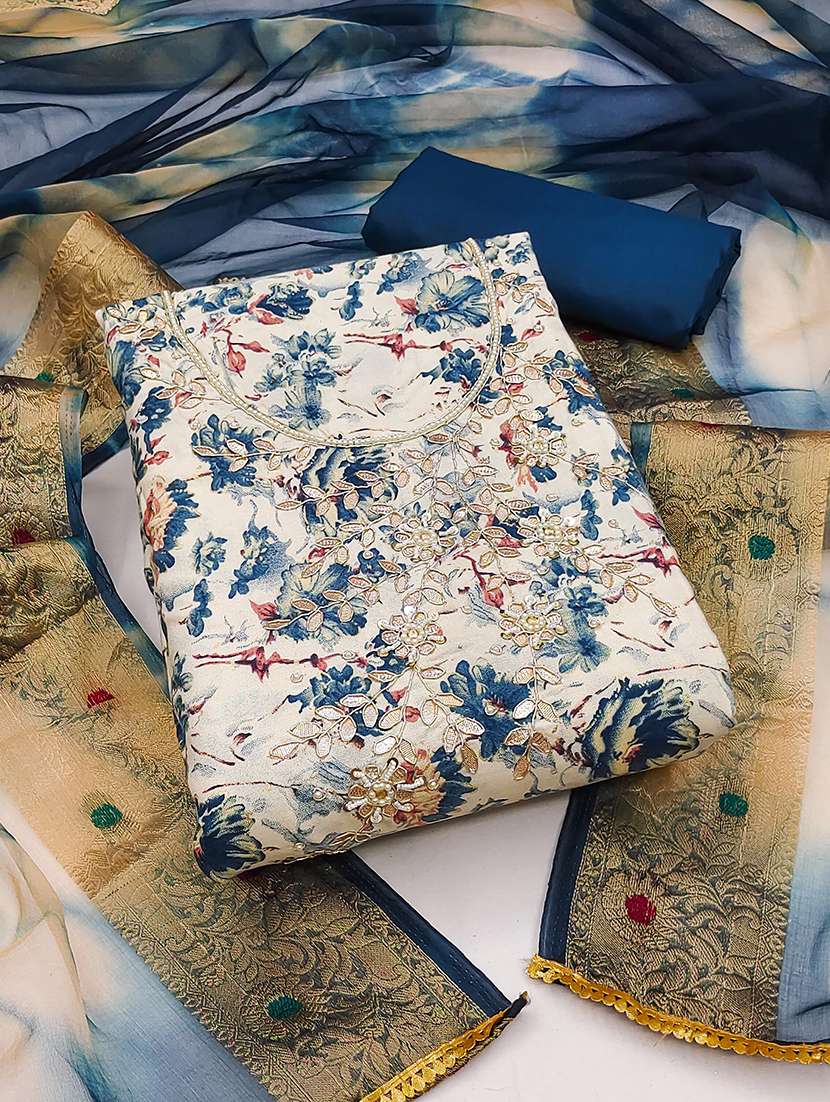 women floral printed unstitched suit set
