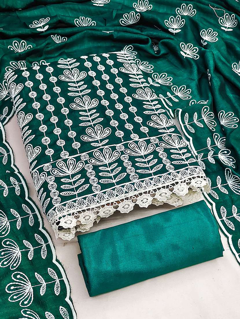 women solid with work unstitched suit set