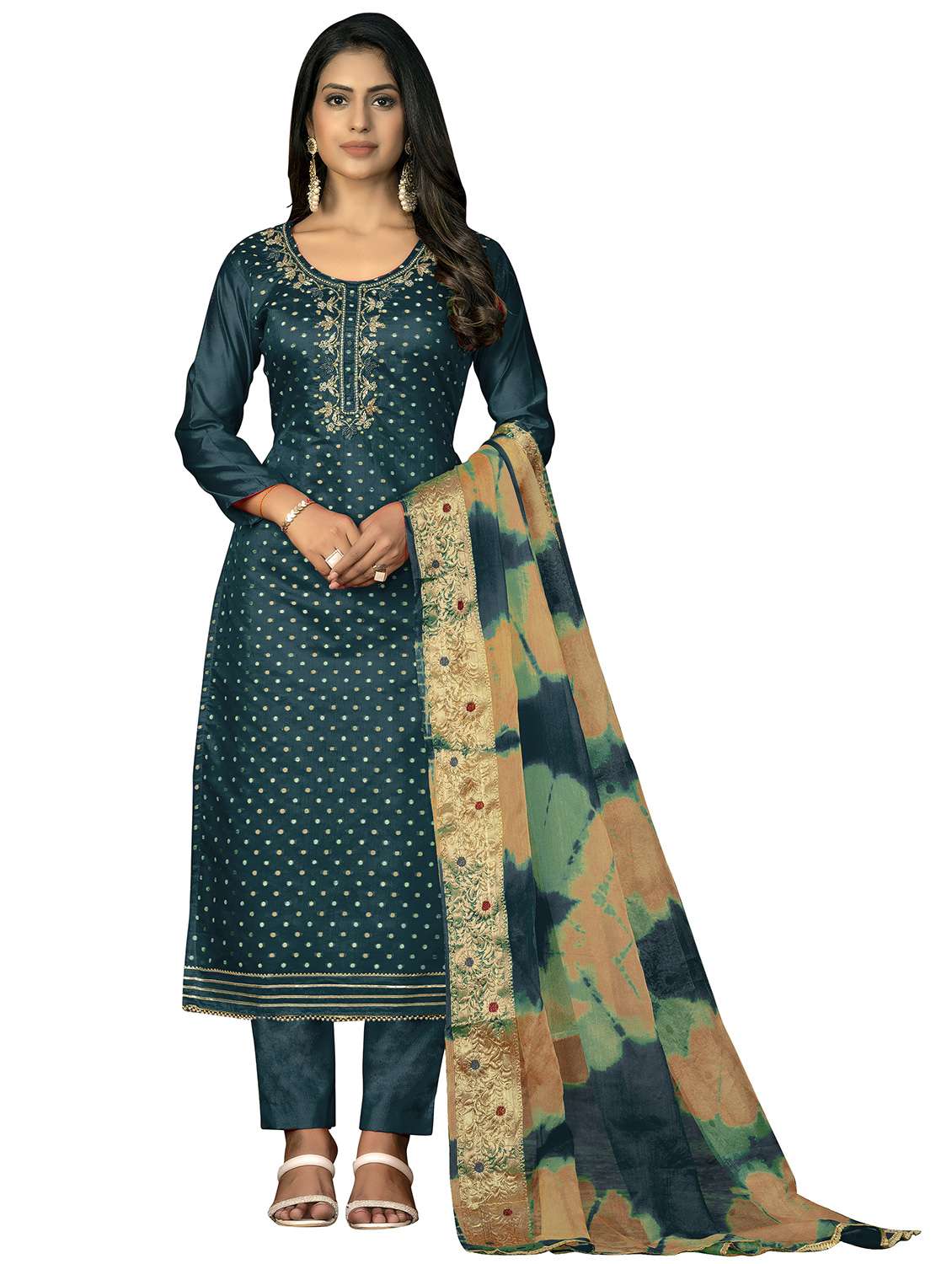 women self design unstitched suit set